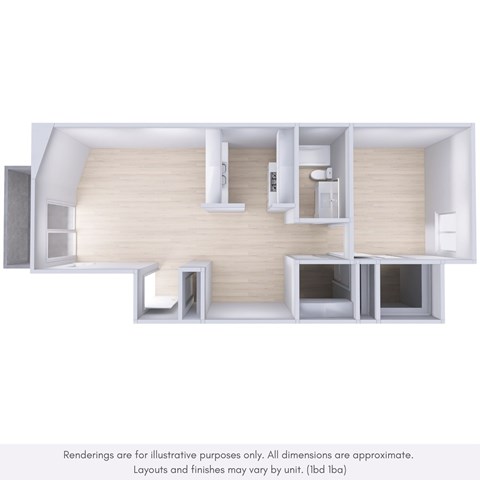 Floor plan for 1 bed, 1 bath, 845 sqft